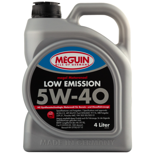 НС-синтетическое моторное масло Megol Motorenoel Low Emission 5W-40 - 4 л НС-синтетическое моторное масло Megol Motorenoel Low Emission 5W-40 - 4 л